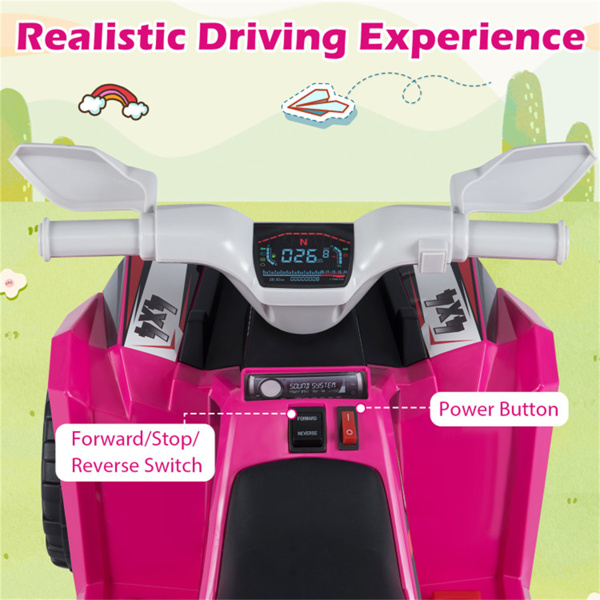 二合一儿童乘坐带可拆卸拖车的ATV，适用于3岁幼儿的6V电动四轮车+ 玫瑰红-4