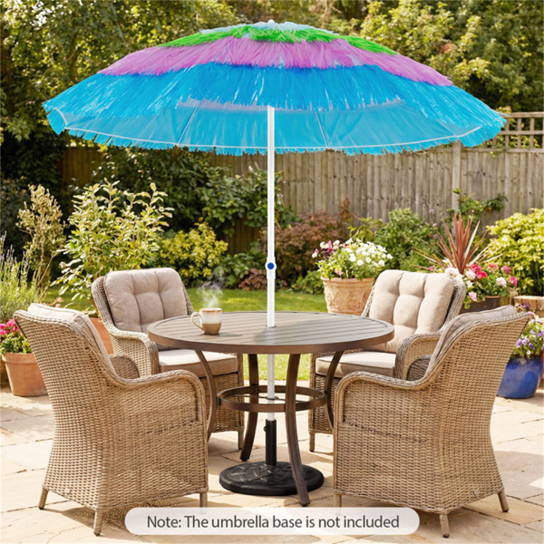 6英尺茅草提基露台伞，带按钮倾斜的热带户外伞（多色）-11