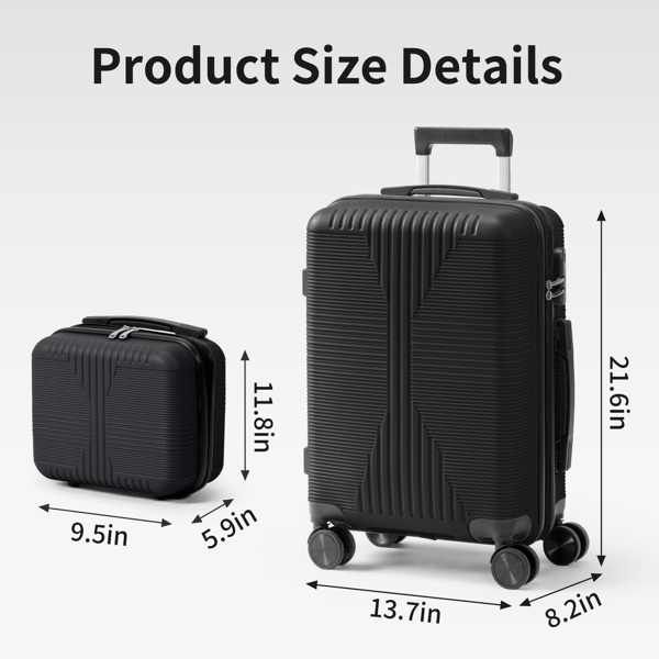 非TSA海关锁二合一 PP拉杆箱 12in 20in PP 黑色-18