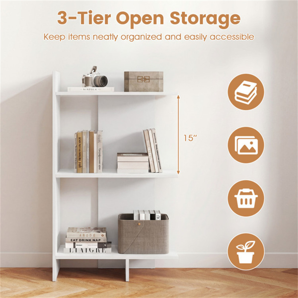 白色三层木制书架，每架66磅工程板防倾倒套件-5