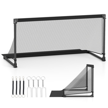 59英寸便携式折叠式足球球门（L码，黑色）-重型金属框架，防撕裂PE网