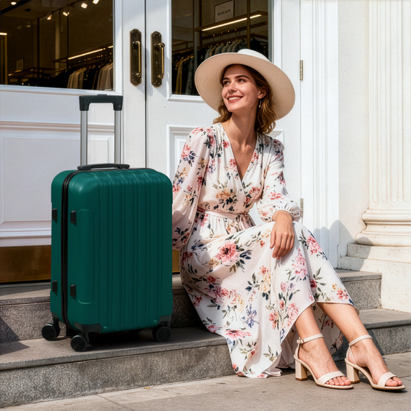 三合一竖纹磨砂箱壳非TSA海关锁28寸拆卸轮 ABS拉杆箱 20in 24in 28in ABS 全配色墨绿色-16