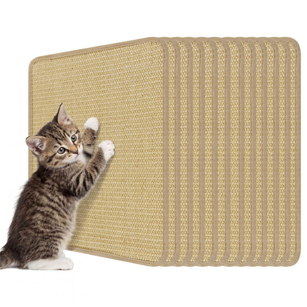16 x 12英寸天然6件套抓猫垫，剑麻材料防滑乳胶背衬家具保护套-10