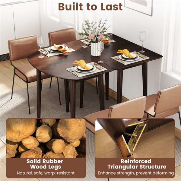 45英寸可扩展餐桌套装，2张可转换为椭圆形的半圆桌，可供4-6人使用胡 桃木色-5