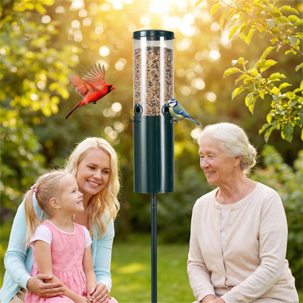 防松鼠立式喂鸟器，4个喂食口，采用重型金属和PC结构-6