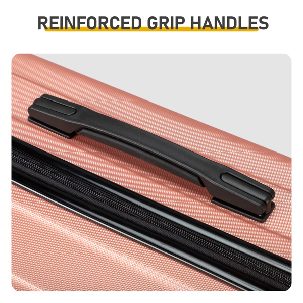 三合一竖纹磨砂箱壳非TSA海关锁28寸拆卸轮 ABS拉杆箱 20in 24in 28in ABS 全配色玫瑰金色-9