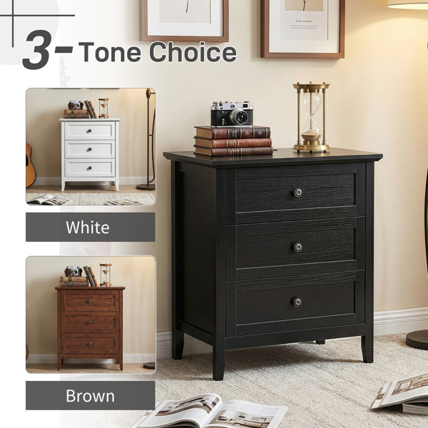 黑色浮雕（SG017FD） P2 密度板+刨花板 贴三胺 拼框 60*40*70cm 三抽 床头柜 1USB+1TYPE-C+2三插 美规-4