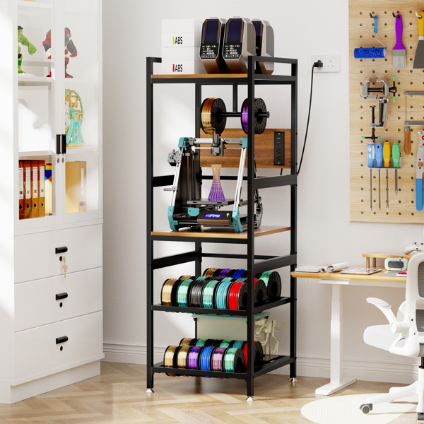 3D打印机支架，带耗材存储功能，重型金属框架，T型耗材支架，内置电源面板，开放式框架设计，适用于家庭和工作室的打印机工作站--不支持self-pick up且不支持指定仓库发货-6