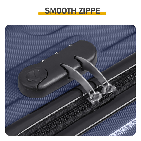 三合一竖纹磨砂箱壳非TSA海关锁28寸拆卸轮 ABS拉杆箱 20in 24in 28in ABS 全配色藏青色-10