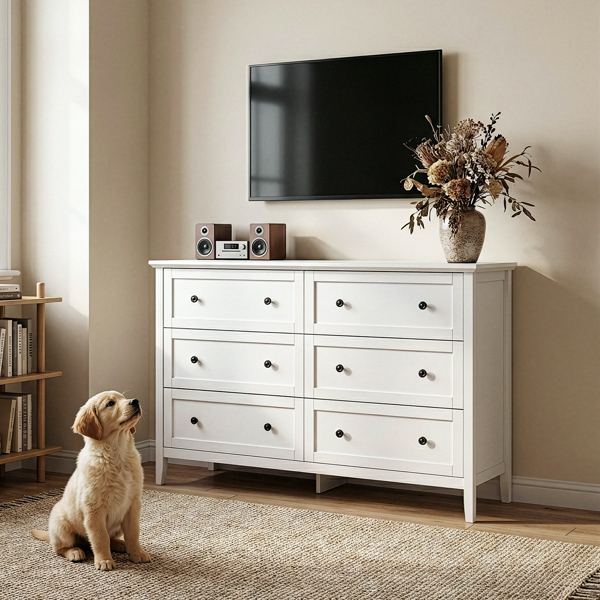 白色浮雕（SG014FD ） P2 刨花板+密度板 三胺 120*40*80cm 拼框 双排双把手六抽 抽屉柜-1