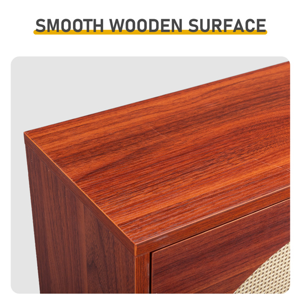 藤面3翻斗 鞋柜 刨花板 54*24*135 cm  棕色-9