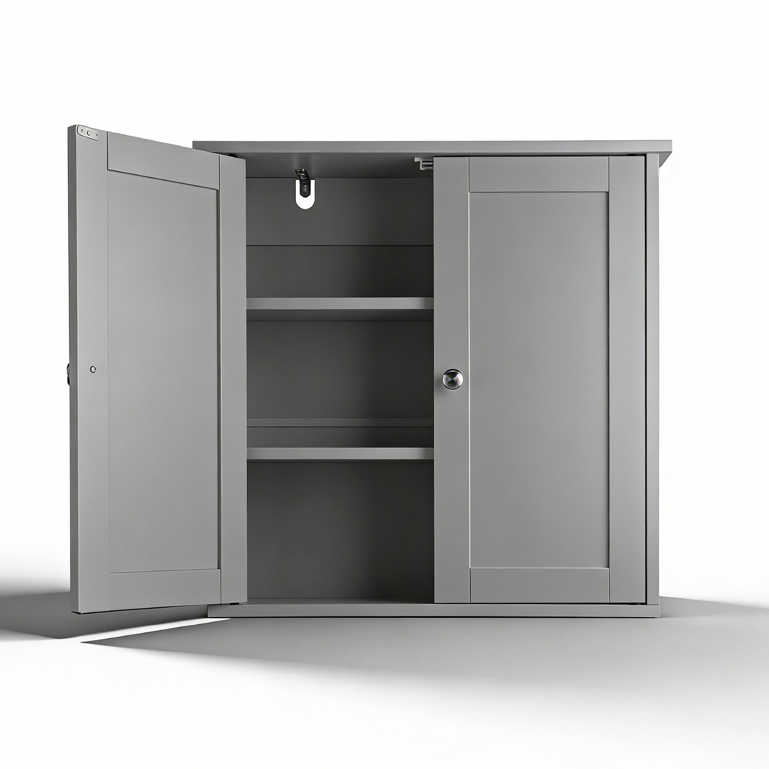 Grauer, lackierter Waschtisch aus E1-MDF, 60 x 18 x 60 cm, Doppeltüren, 2 Ablagen_voghion.com