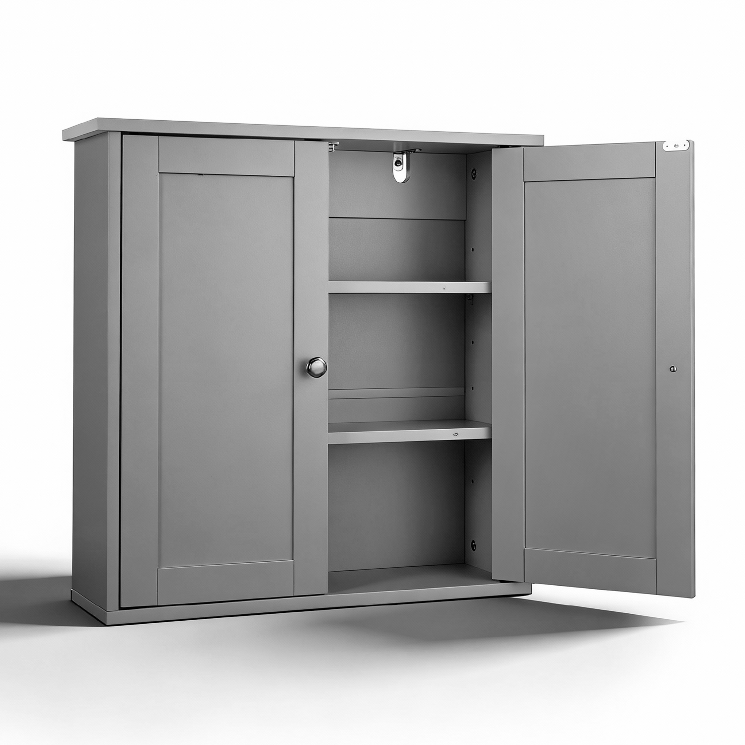 Grauer, lackierter Waschtisch aus E1-MDF, 60 x 18 x 60 cm, Doppeltüren, 2 Ablagen_voghion.com