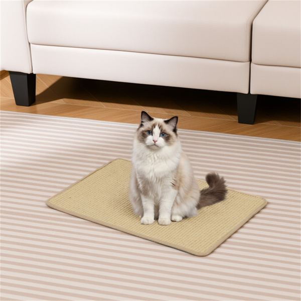 24 x 16 英寸天然6件套抓猫垫，剑麻材料防滑乳胶背衬家具保护套-2