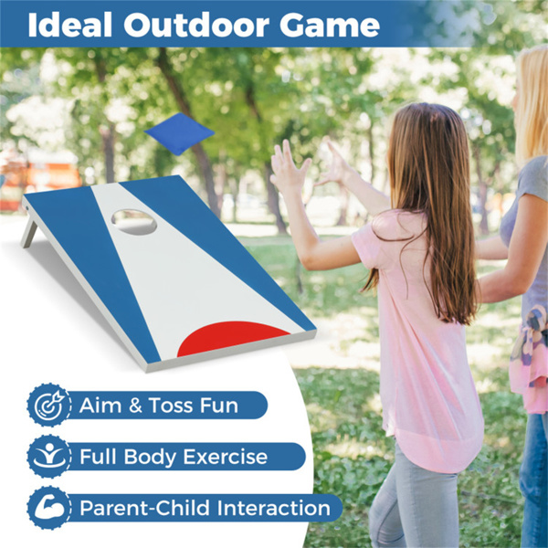 3'x2'康沃尔牌套装，带8个豆袋，可折叠便携式户外投掷游戏，蓝色+红色+白色-8