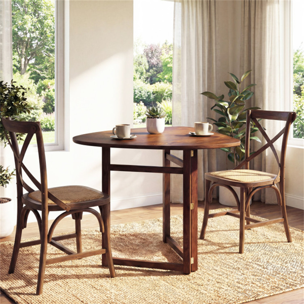 31.5“小折叠餐桌，胡桃实木可折叠餐桌，可供2-3人使用-11