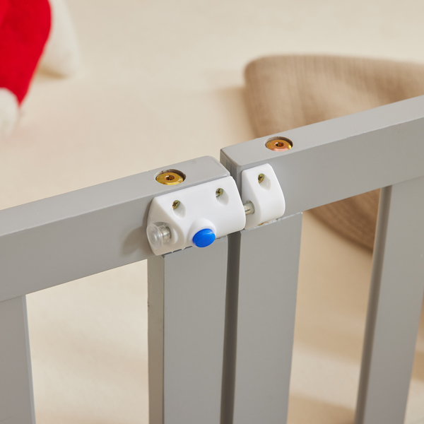 灰色 油漆面 松木 围栏床 带门 带铺板 Twin 儿童木床-17