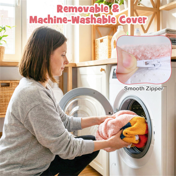 红色儿童沙发，柔软的泰迪羊毛泡沫沙发，带提手和可拆卸机洗套）-7