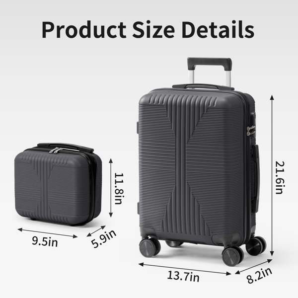 非TSA海关锁二合一 PP拉杆箱 12in 20in PP 深灰色-18