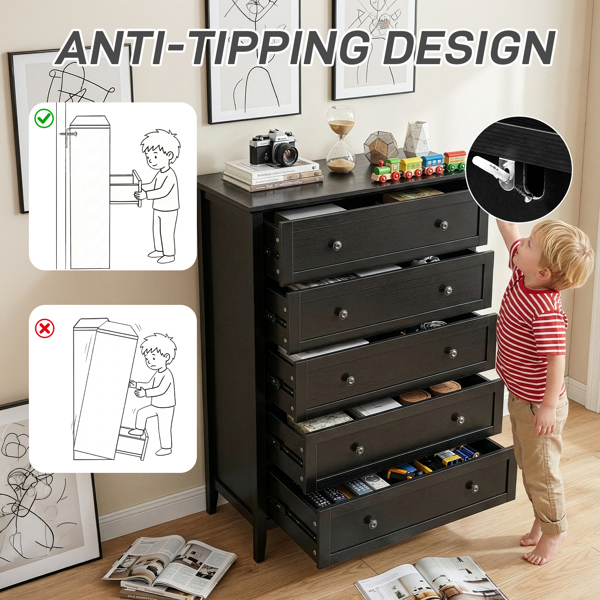 黑色浮雕（SG017FD） P2 刨花板+密度板 三胺 80*40*115cm  拼框 双把手五抽 抽屉柜-2