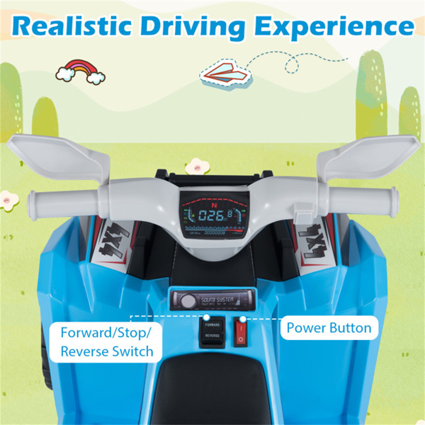 二合一儿童乘坐带可拆卸拖车的ATV，适用于3岁幼儿的6V电动四轮车+ 蓝色-6