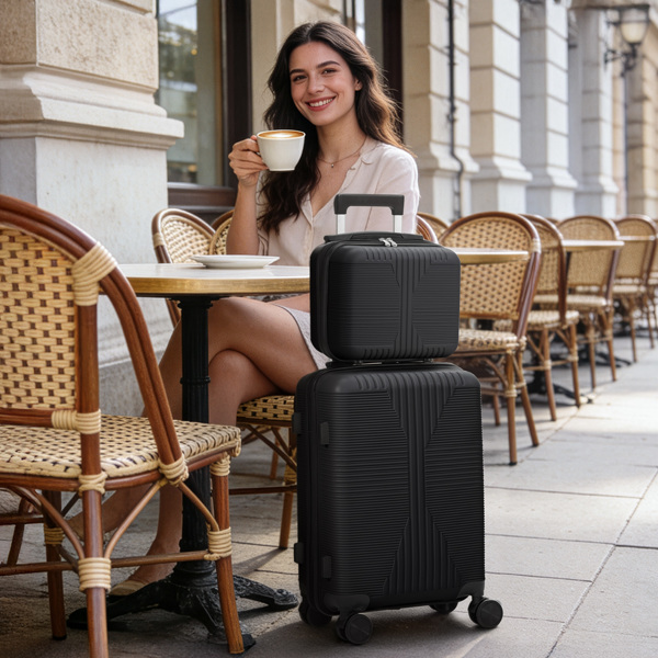 非TSA海关锁二合一 PP拉杆箱 12in 20in PP 黑色-3