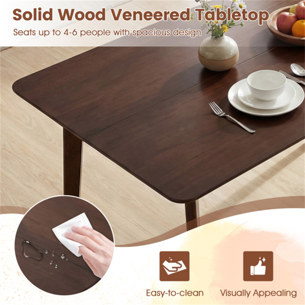 47英寸胡桃木餐桌，可供4-6人使用，橡胶木腿厨房餐桌，台面光滑-8