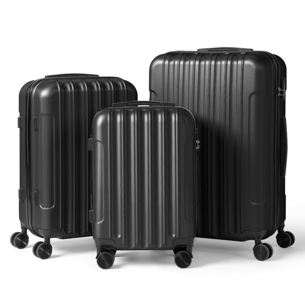 三合一竖纹磨砂箱壳非TSA海关锁28寸拆卸轮 ABS拉杆箱 20in 24in 28in ABS 全配色黑色-13