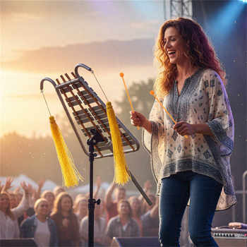 29键行进钟琴银色铝制C5-A7调音，长度可调，带琴槌和皮带