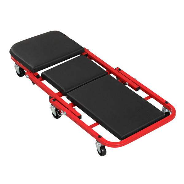 2合1折叠机械爬行凳，6个通用脚轮软垫座椅，适用于车库车间-3