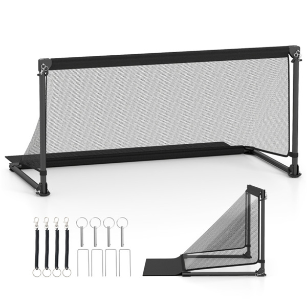 47英寸便携式折叠式足球球门（M码，黑色）-重型金属框架，防撕裂PE网-1