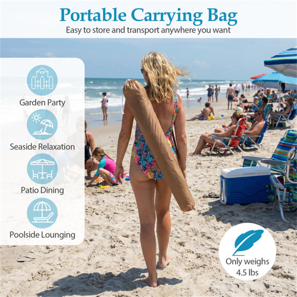 6英尺茅草提基露台伞（2件套），带按钮倾斜的热带户外伞（自然）-7