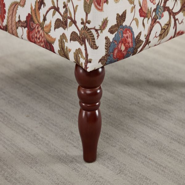 现代风格休闲椅，搭配复古木质椅腿，舒适软垫扶手椅，花卉图案单人沙发椅，适合客厅、卧室、办公室使用 - 花卉红色-25