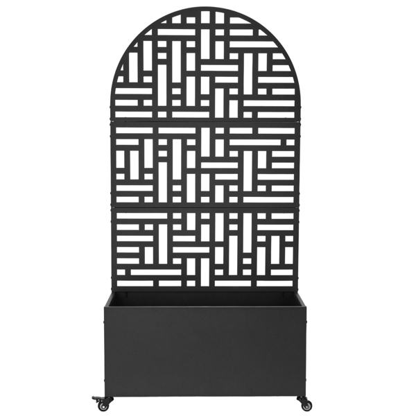 91.5*38*180CM  3层半圆弧顶 网格拆装式 带轮铁花架种植筐 黑色 铁种植-2