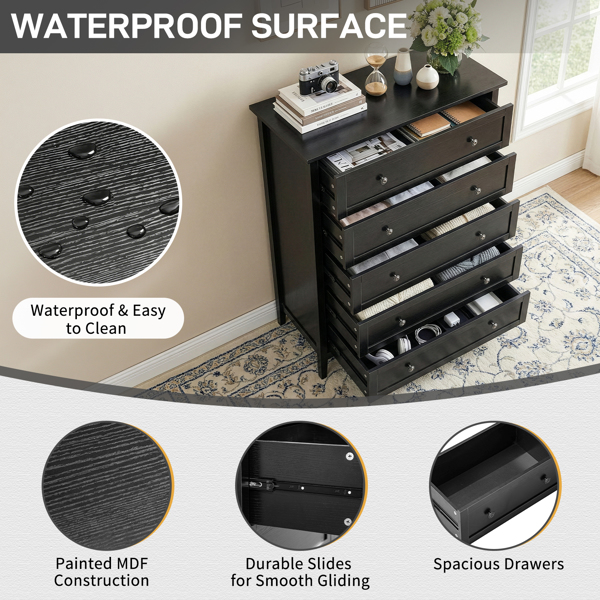 黑色浮雕（SG017FD） P2 刨花板+密度板 三胺 80*40*115cm  拼框 双把手五抽 抽屉柜-3