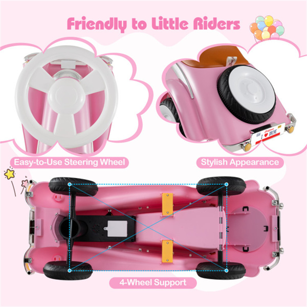 儿童滑车，带LED灯和喇叭的落地玩具（粉色,19-36个月）-9