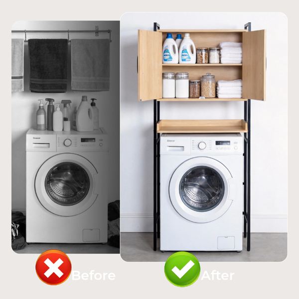 木纹色浮雕  密度板三胺贴面加方管 64.5*30*171cm 双门一搁架 马桶柜-3