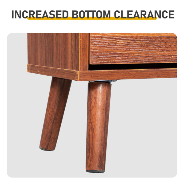 藤面1抽2翻斗 鞋柜 刨花板 54*24*110cm 棕色-4