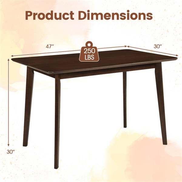 47英寸胡桃木餐桌，可供4-6人使用，橡胶木腿厨房餐桌，台面光滑-7