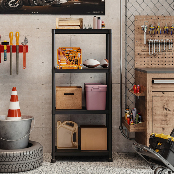 黑色4层车库储物架，PP材料，每架100LBS，免工具组装-1