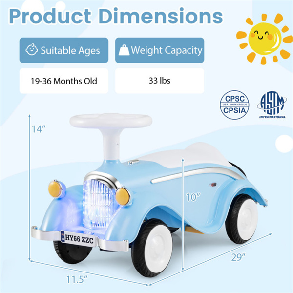 儿童滑车，带LED灯和喇叭的落地玩具（蓝色,19-36个月）-6
