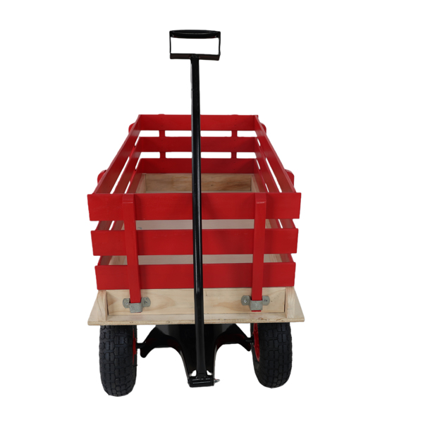 红色木制手推车，带折叠把手，重型全地形儿童手推车，适用于户外、花园、露营和海滩 - 经典拉式多功能手推车--不支持self-pick up且不支持指定仓库发货-17