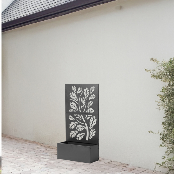 61*23.5*110CM 2层树纹款花架种植筐 黑色 铁种植-7