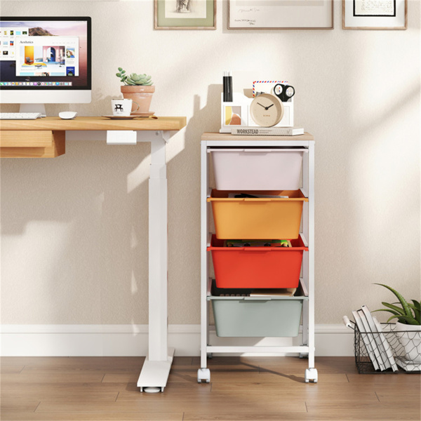 4抽屉滚动式储物车，带MDF木顶的移动式杂物箱（彩色）-5