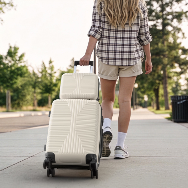 非TSA海关锁二合一 PP拉杆箱 12in 20in PP 米白色-16