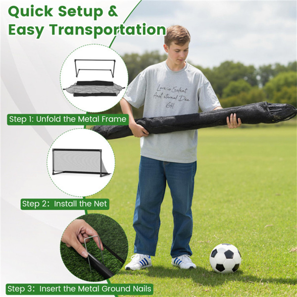 59英寸便携式折叠式足球球门（L码，黑色）-重型金属框架，防撕裂PE网-5