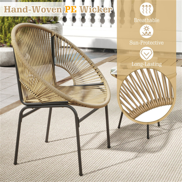 3件套露台，2把阿卡普尔科椅+钢化玻璃桌，PE绳粉末涂层钢架​-9