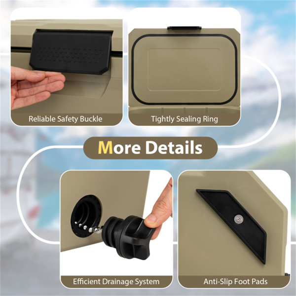 21Qt便携式冷藏箱，带3层隔热层，硬壳冰柜，带2个杯架，适用于户外露营钓鱼（咖啡色）-4