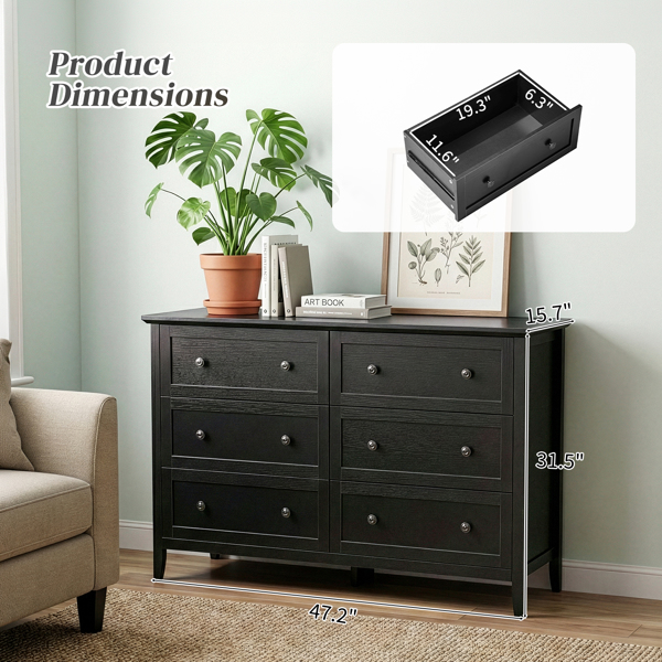 黑色浮雕（SG017FD） P2 刨花板+密度板 三胺 120*40*80cm 拼框 双排双把手六抽 抽屉柜-10