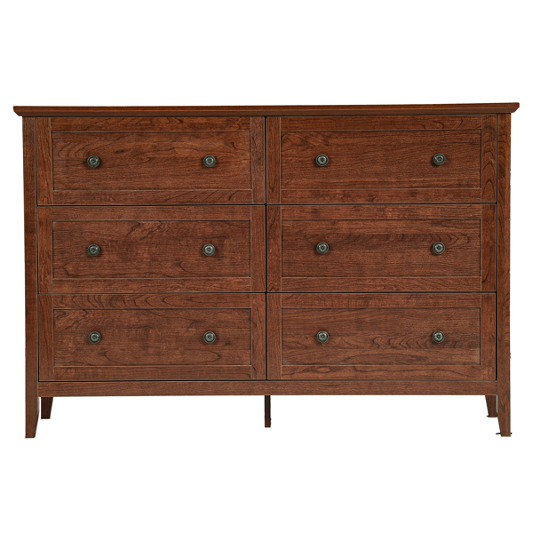 棕色（1061实木樱桃） P2 刨花板+密度板 三胺 120*40*80cm 拼框 双排双把手六抽 抽屉柜-10